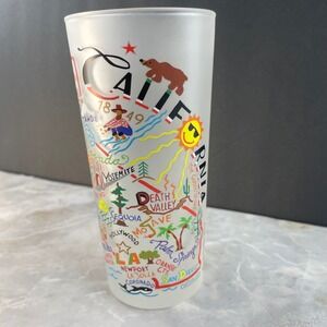 Catstudio California Frosted Glass Souvenir Map Tumbler Colorful Travel 15oz